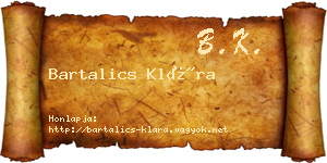 Bartalics Klára névjegykártya